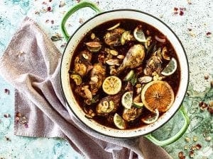 Chicken Tagine with Mint and glazed citrus onions