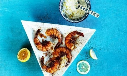 Spicy Zesty Prawns served with a dipping sauce